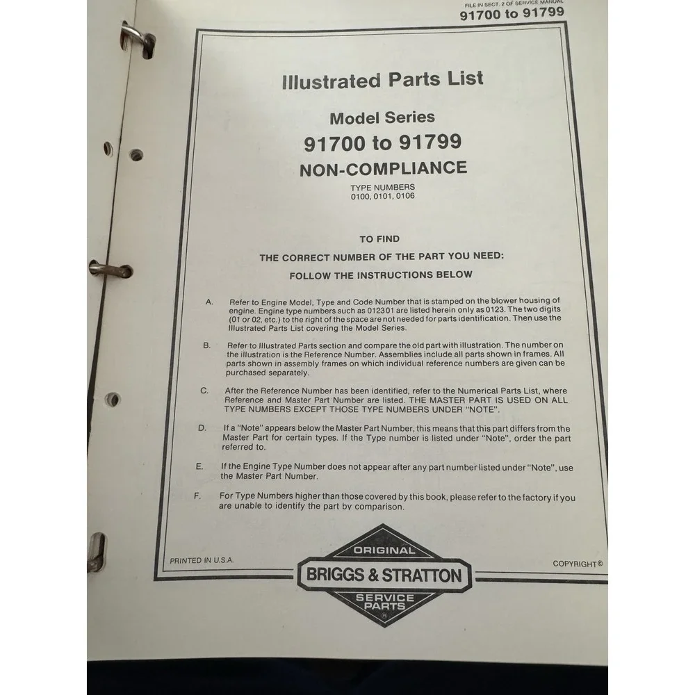 1986 Briggs And Stratton Engine Parts Price List And 1985 Updates‎
